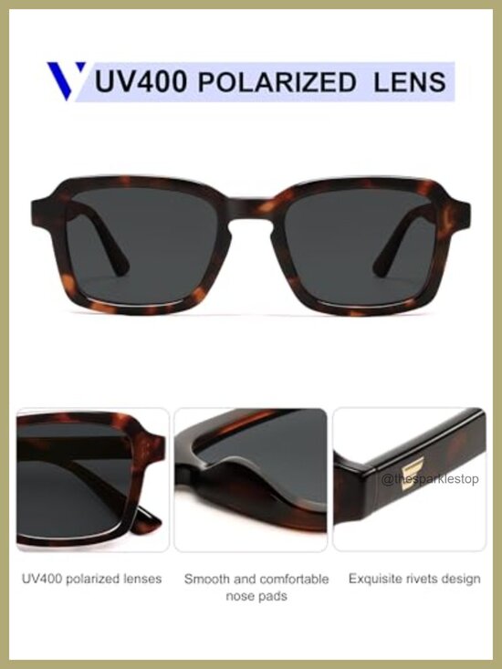 Polarized Square Sunglasses for Women Men Retro Chic UV400 main image 5